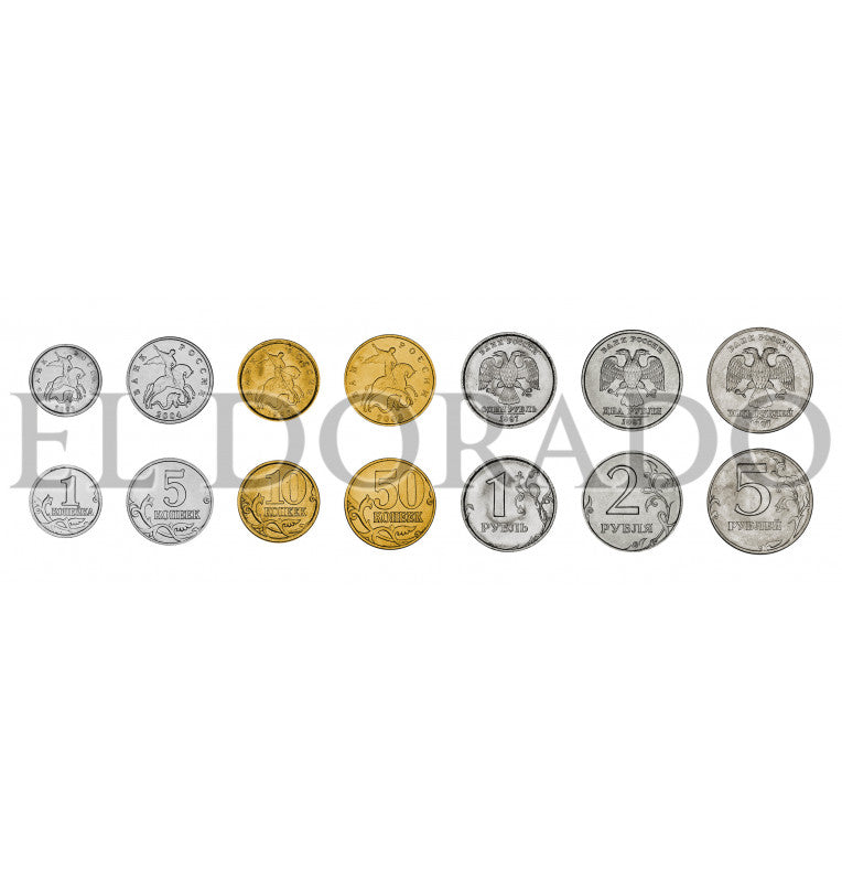 Russian Federation, 1, 5, 10, 50 Kopecks, 1, 2, 5 rubles Year 1997-2015 KM 600, 601, 602, 603, 604, 605, 606